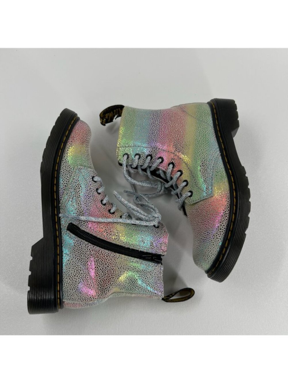 Dr Martens AirWair 1460 Pascal J Boots Kids US 2 Zip Leather Rainbow Iridescent - Picture 5 of 15